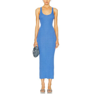 Enza Costa Silk Rib Blue Viscose Maxi Tank Dress Size XS